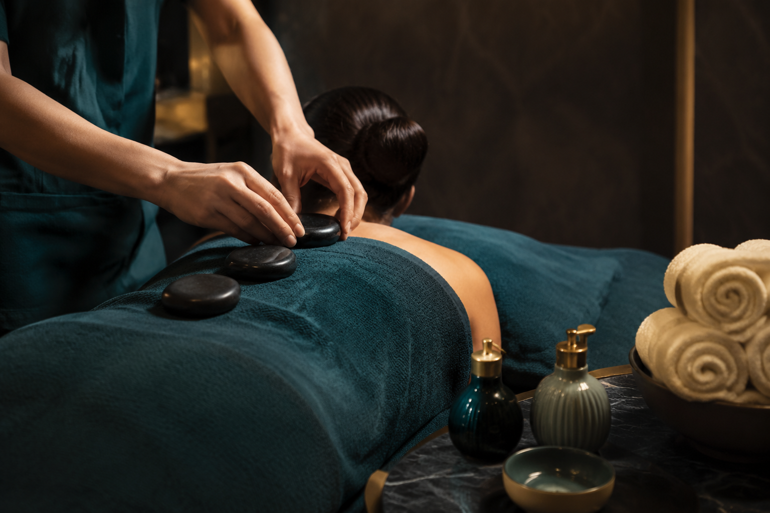 Aromatherapy oils prepared for a relaxing massage in Al Barsha Dubai